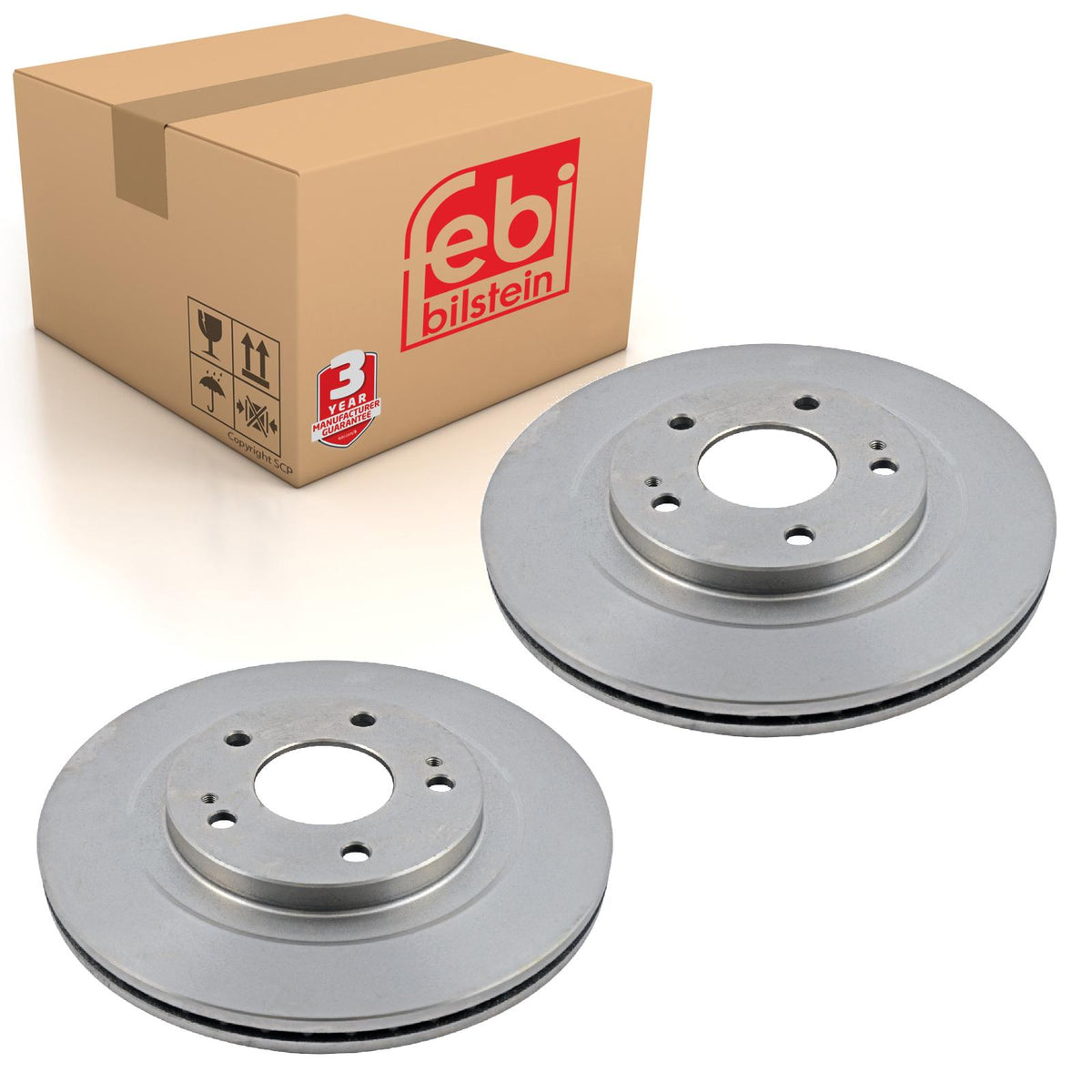 Pair of Front Brake Disc Fits Mitsubishi OE MR334996 Febi 170601 