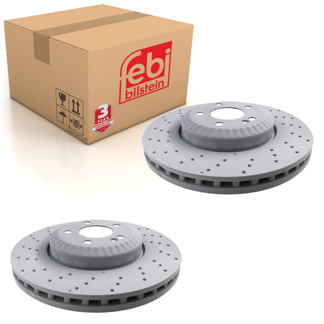 Pair of Front Brake Disc Fits Mercedes S-Class 2013-20 OE 2224215000 Febi 175122