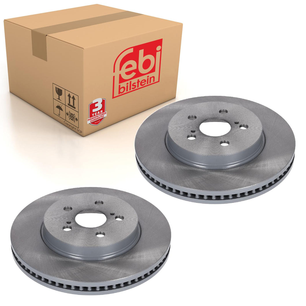 Pair of Front Brake Discs Fits Toyota Corolla OE 43512-02400 Febi 181560