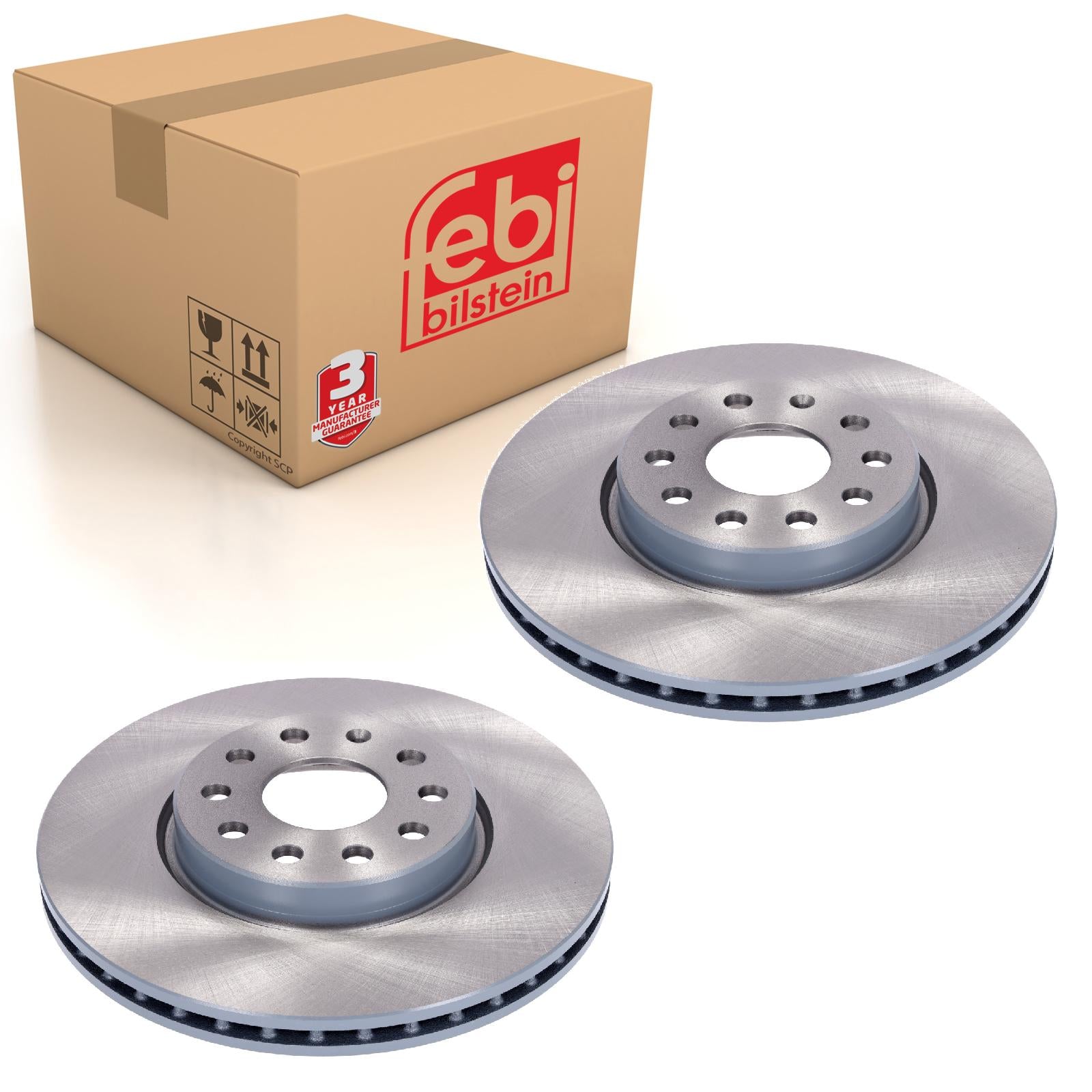 Pair of Front Brake Discs Fits MG 5 ZS OE 11193996 Febi 181561 