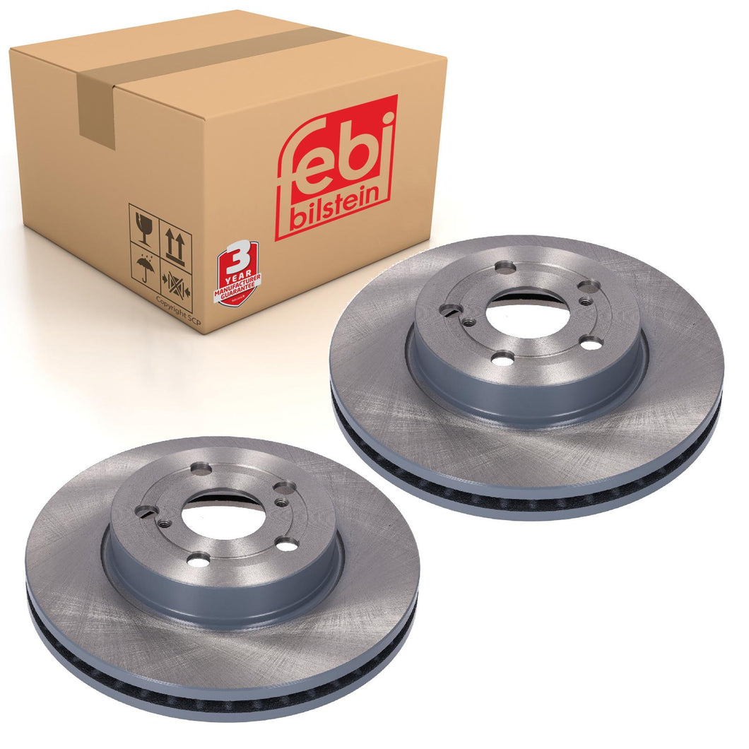 Pair of Front Brake Disc Fits Toyota Yaris IV 2020 OE 43512K0030 Febi 184696