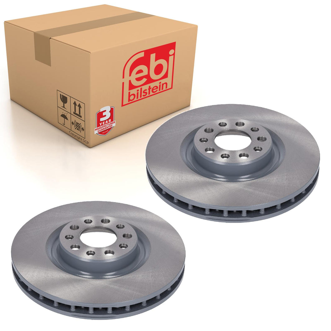 Pair of Front Brake Disc Fits Alfa Romeo Giulia Stelvio OE 50532932 Febi 186033
