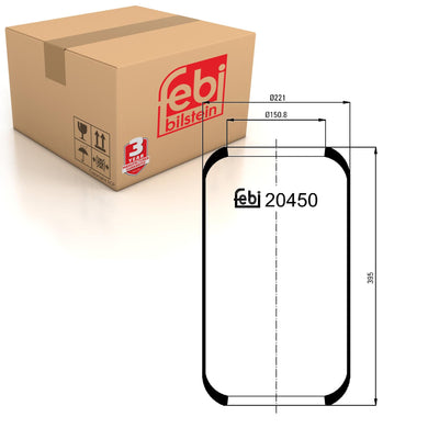 Front Air Spring No Piston Fits Mercedes Benz EVOBUS O 350 TourismoO Febi 20450