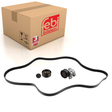 Auxiliary Belt Kit Inc Belt Tensioner & Idler Pulleys Fits DAF 40761 Febi 30418