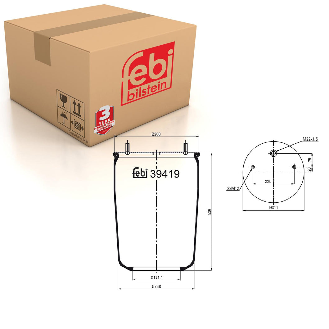 Air Spring No Piston Fits Gigant Achsen OE 00246149 Febi 39419
