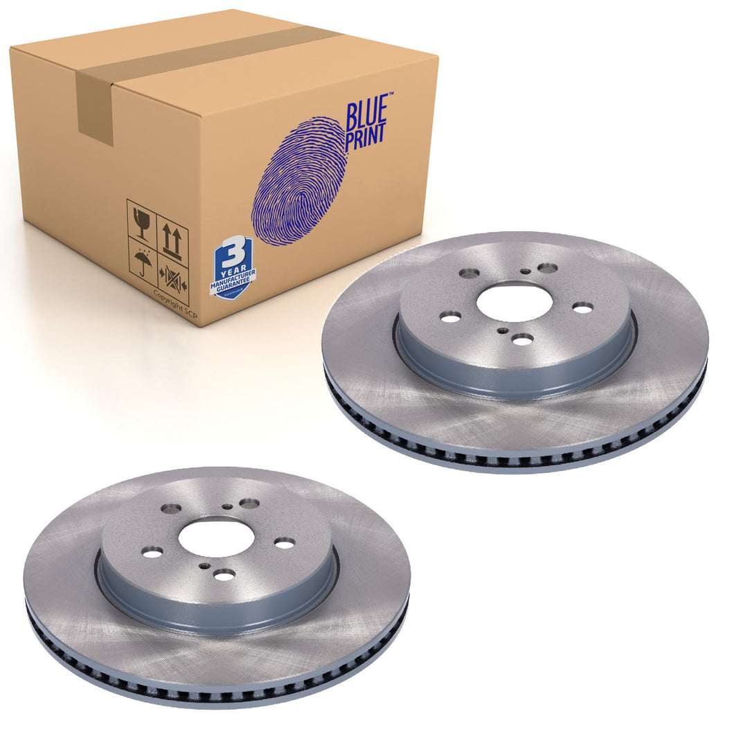 Pair of Front Brake Discs Fits Toyota Auris OE 43512-12720 Blue Print ADBP430132