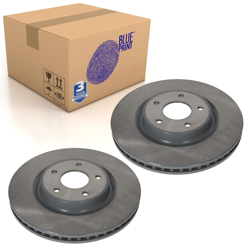 Pair of Front Brake Discs Fits Nissan Skyline 40206-4GA0A Blue Print ADBP430149