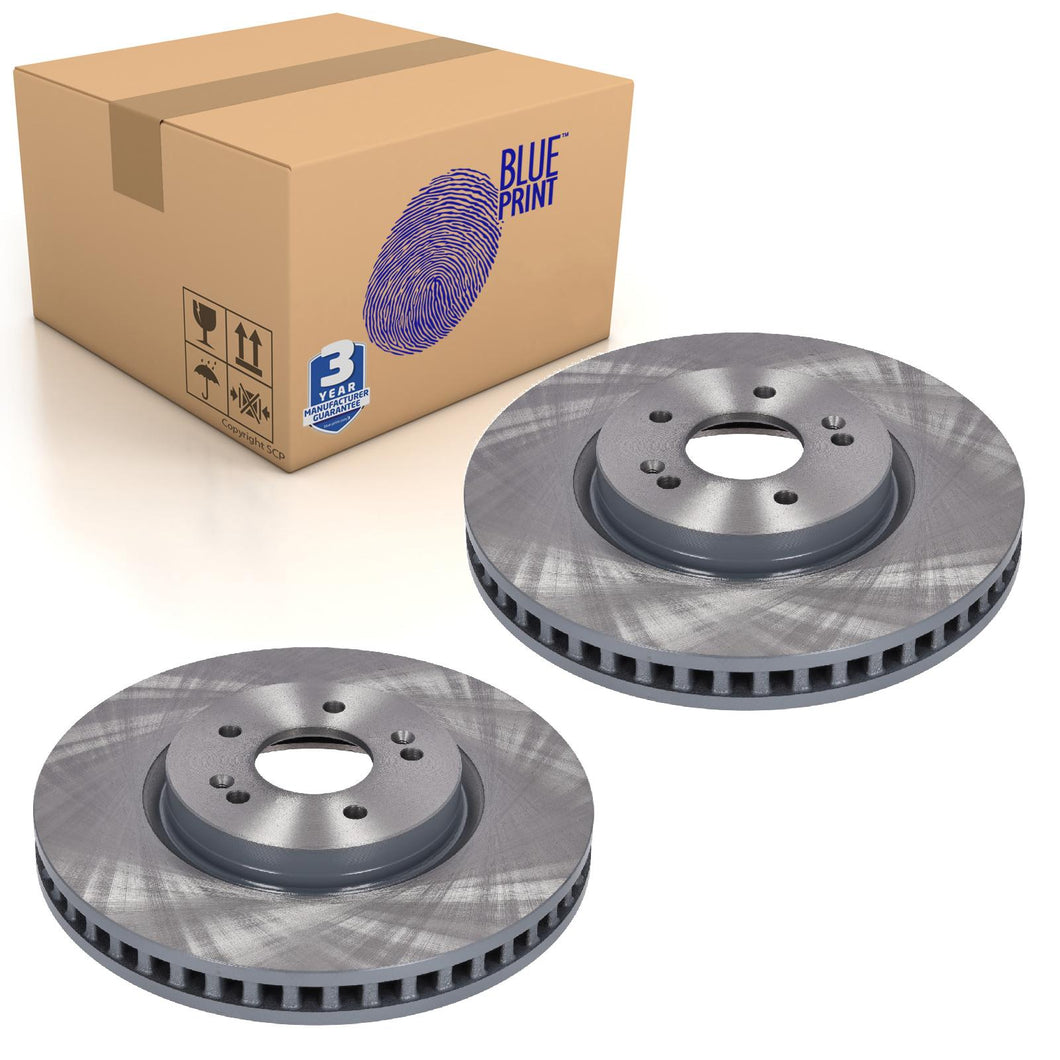 Pair of Front Brake Discs Fits Hyundai Tucson 51712-N7100 Blue Print ADBP430151