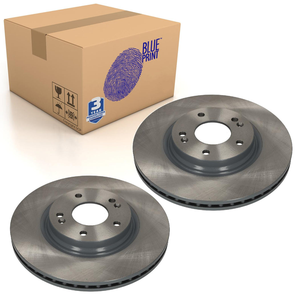 Pair of Front Brake Discs Fits Hyundai Tucson 51712-L1000 Blue Print ADBP430154