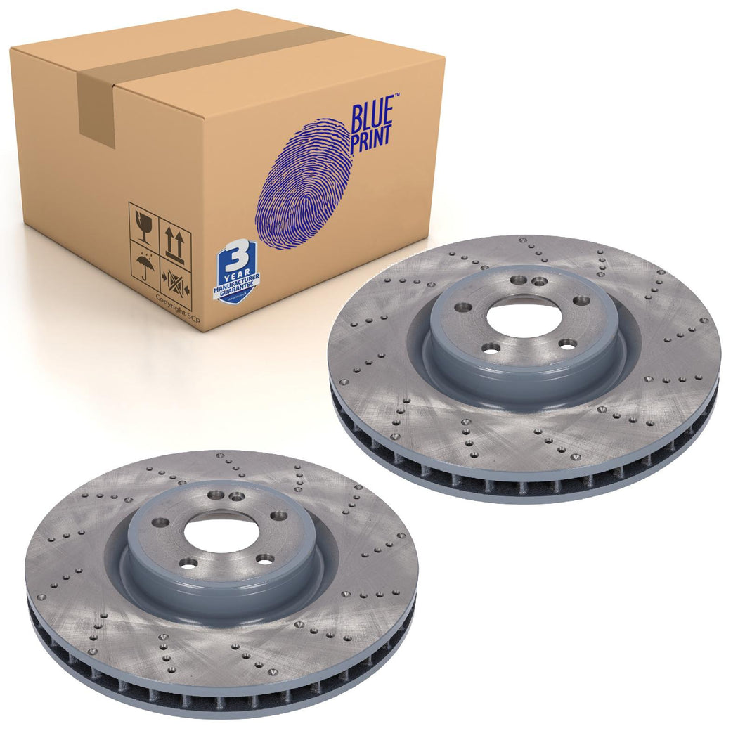 Pair of Front Brake Disc Fits Mercedes-Benz OE 2474210812 Blue Print ADU1743113