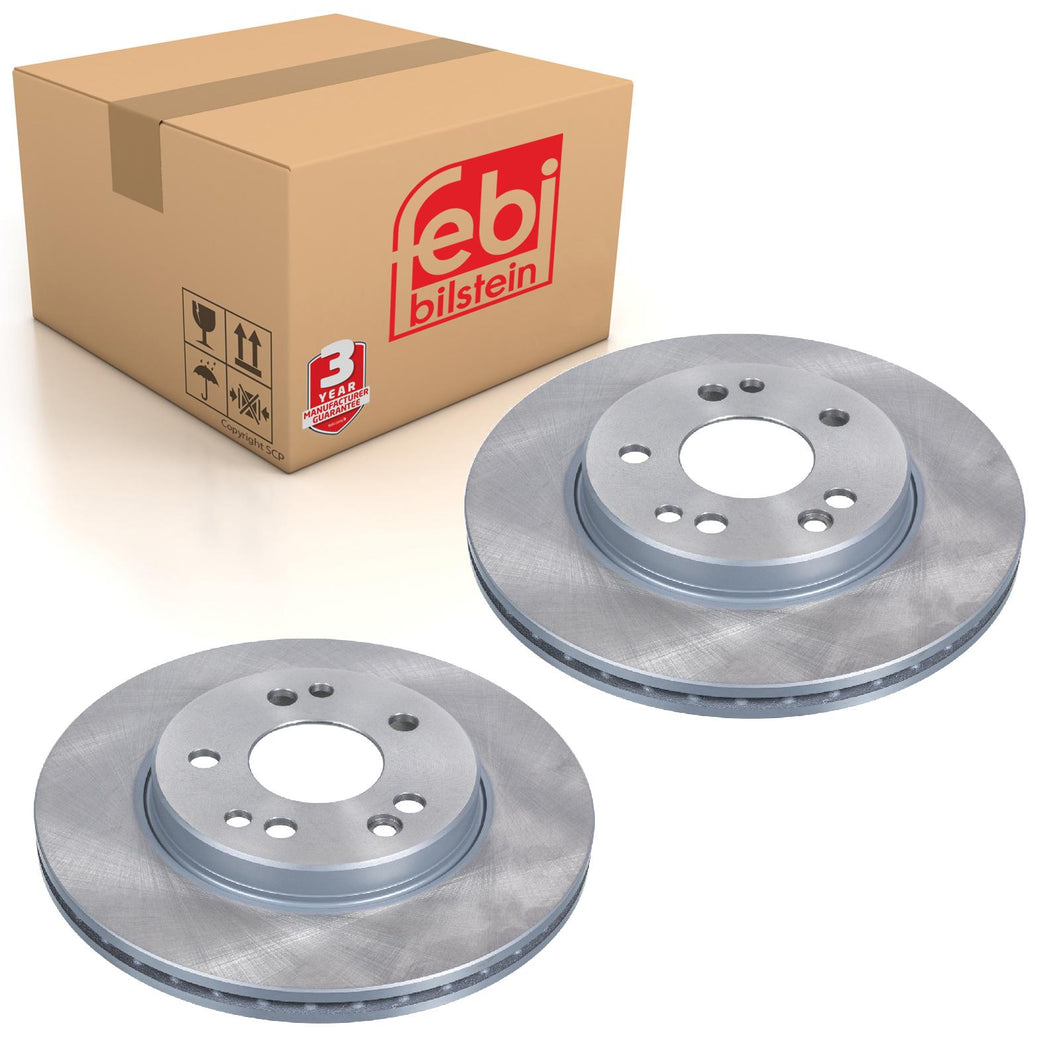 Pair of Front Brake Disc Fits Mercedes Benz 190 Series model 201 124 Febi 05230