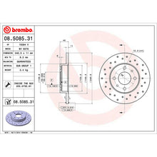 Load image into Gallery viewer, Rear Brake Disc x2 240mm Fits Abarth 500 500C Brembo 08508531