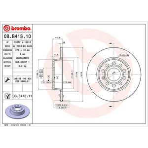 Rear Brake Disc x2 272mm Fits VW Audi Seat Skoda TT Golf Touran Brembo 08B41311