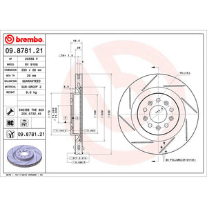 DB9 Rear Brake Disc x2 330mm Fits Aston Martin Vantage Volante Brembo 09878121