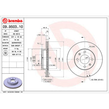 Load image into Gallery viewer, Front Brake Disc x2 241mm Fits Hyundai Kia I10 Picanto Brembo 09950310