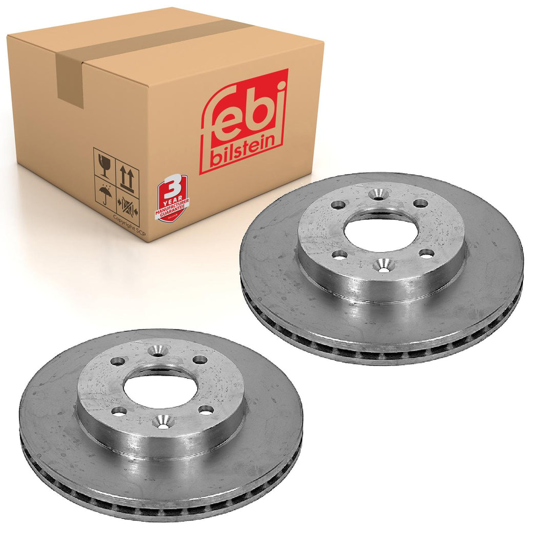 Pair of Front Brake Disc Fits Renault Clio Kangoo Lutecia Megane R19 Febi 09072