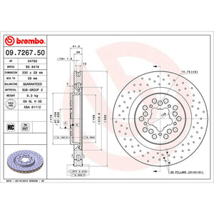 Ferrari 360 Drilled Brake Discs x2 330mm Fits Spider Brembo 09726750