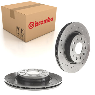 Golf Front Brake Discs x2 Fits VW Caddy Audi A3 Seat Leon Brembo 0991671X