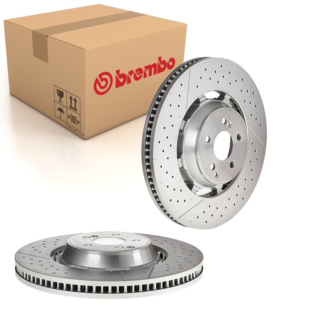 AMG Front Drilled Grooved Brake Discs x2 390mm Fits Mercedes SL Brembo 09B84833
