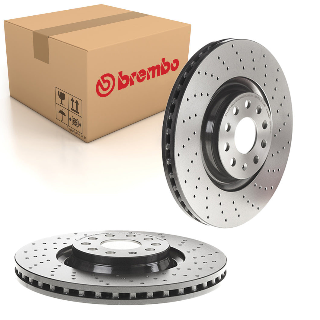 Golf GTi Front Drilled Brake Discs x2 340mm Fits Audi S3 TTS VW Brembo 09C3061X
