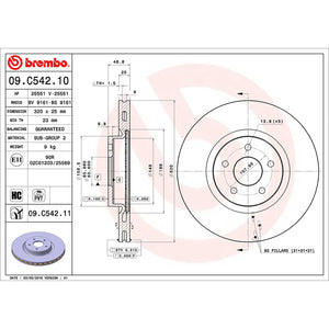 Front Brake Disc x2 320mm Fits Ford Kuga Focus Transit Connect Brembo 09C54211