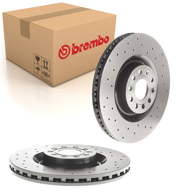 S3 Front Drilled Brake Discs x2 345mm Fits Audi Seat Cupra R VW Brembo 09C8921X