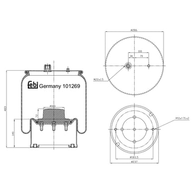 Air Spring Inc Steel Piston Fits Mercedes Benz Actros Antos ArocsAct Febi 101269
