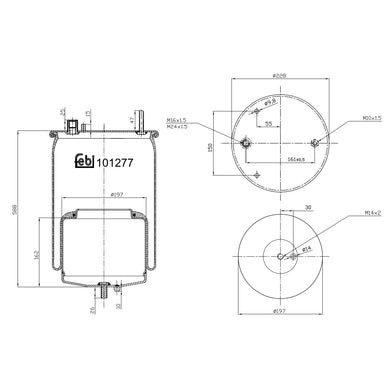 Rear Air Spring Inc Steel Piston & Piston Rod Fits Volvo FH G4 FM G4 Febi 101277