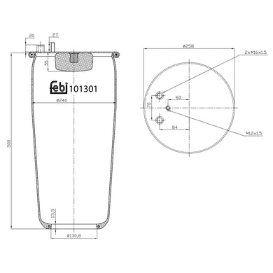 Rear Air Spring No Piston Fits MAN TGA TGL TGM TGS TGXFOC Lions Expl Febi 101301