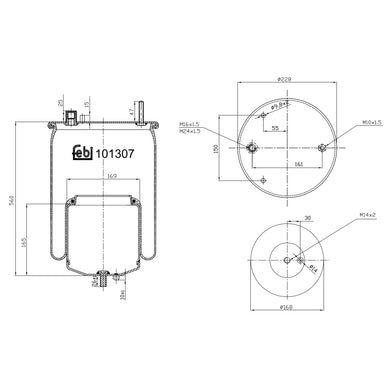Rear Air Spring Inc Steel Piston & Piston Rod Fits Volvo FH G4 FM G4 Febi 101307