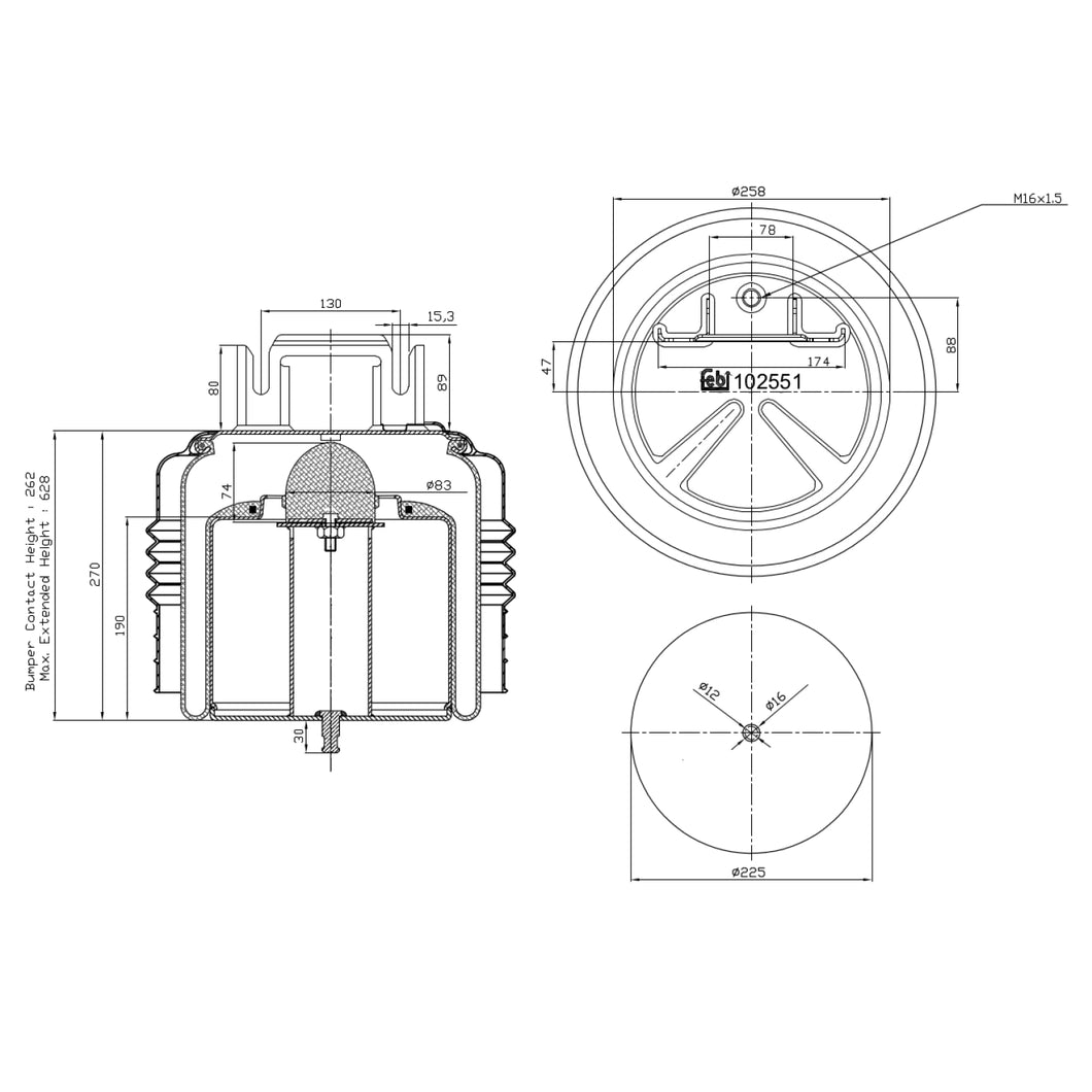 Front Air Spring Inc Isolating Cover Fits Volvo FH FM FMX Febi 102551
