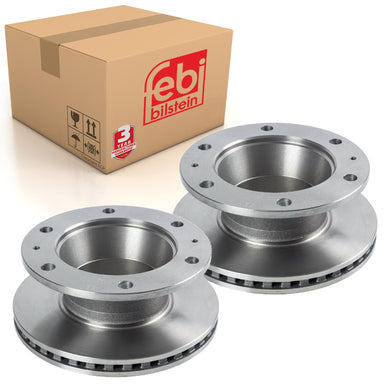 Pair of Rear Brake Disc Inc Abs Sensor Ring Fits Iveco Eurocargo Febi 104289