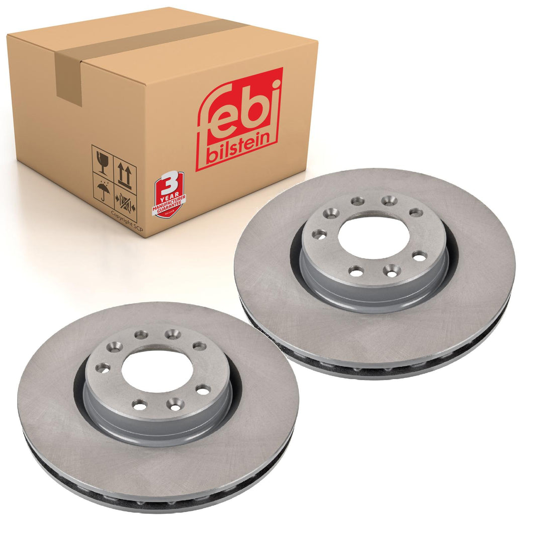 Pair of Front Brake Disc Fits Citroen C4 Picasso SpaceTourer Febi 104526
