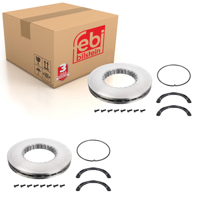 Pair of Brake Disc Inc Additional Parts Fits Volvo OE 21575071 Febi 104671