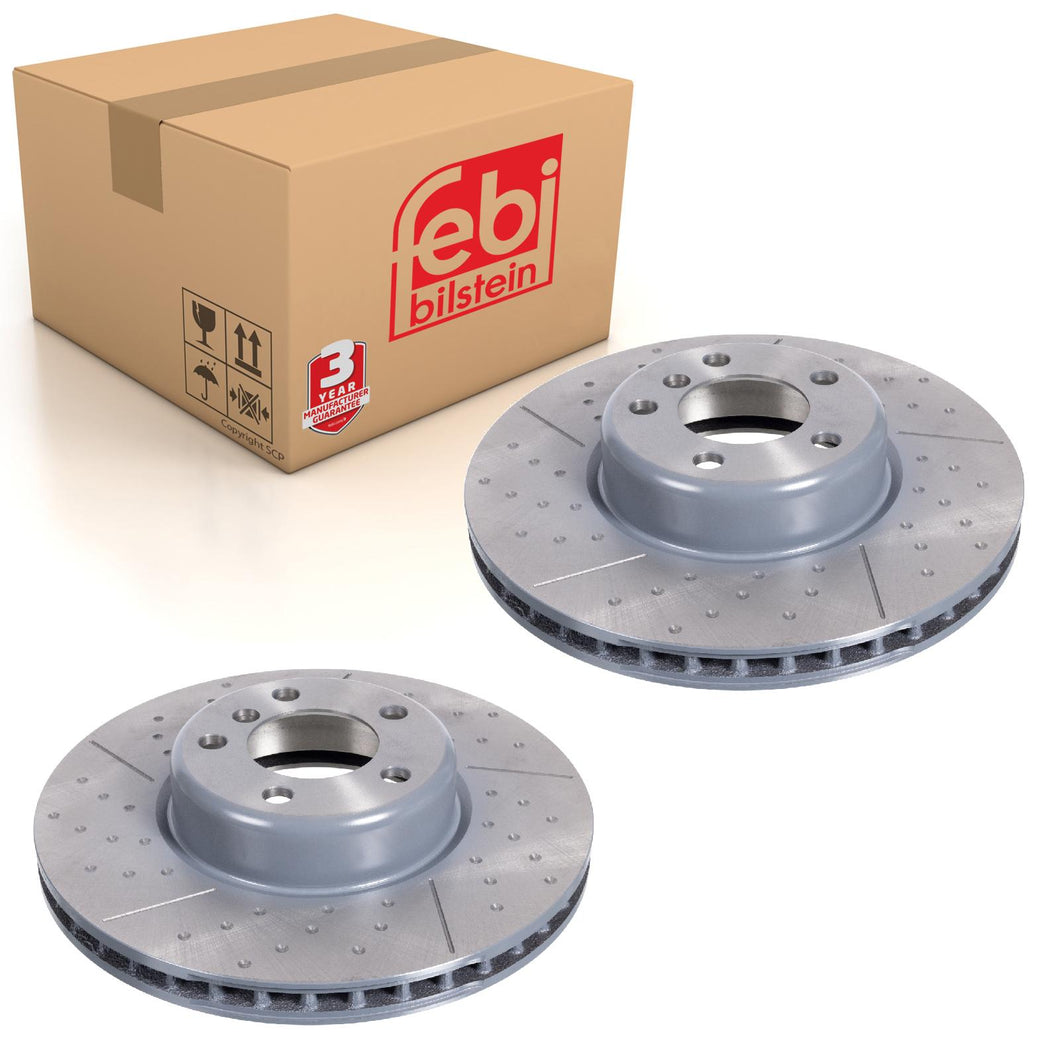 Pair of Front Brake Disc Fits BMW 1 Series OE 34106797602 Febi 105724