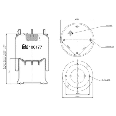 Air Spring Inc Steel Piston Fits Sauer Achsen OE 3229002400 Febi 106177