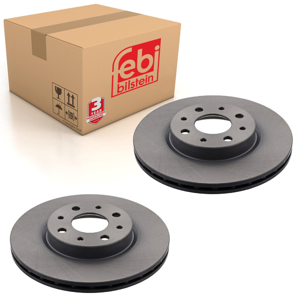 Pair of Front Brake Disc Fits Alfa Romeo 145 146 155 Lancia Dedra Del Febi 10617