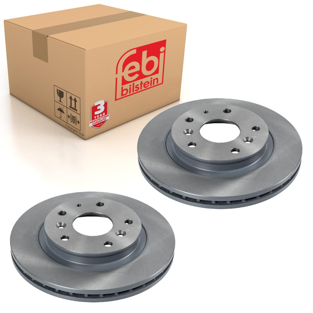 Pair of Front Brake Disc Fits Mazda 626 GD GV Capella Ford Probe 88 Febi 10625