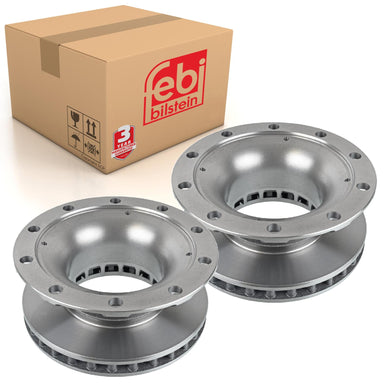 Pair of Brake Disc No Abs Sensor Ring Fits Bergische Achsen Febi 106340
