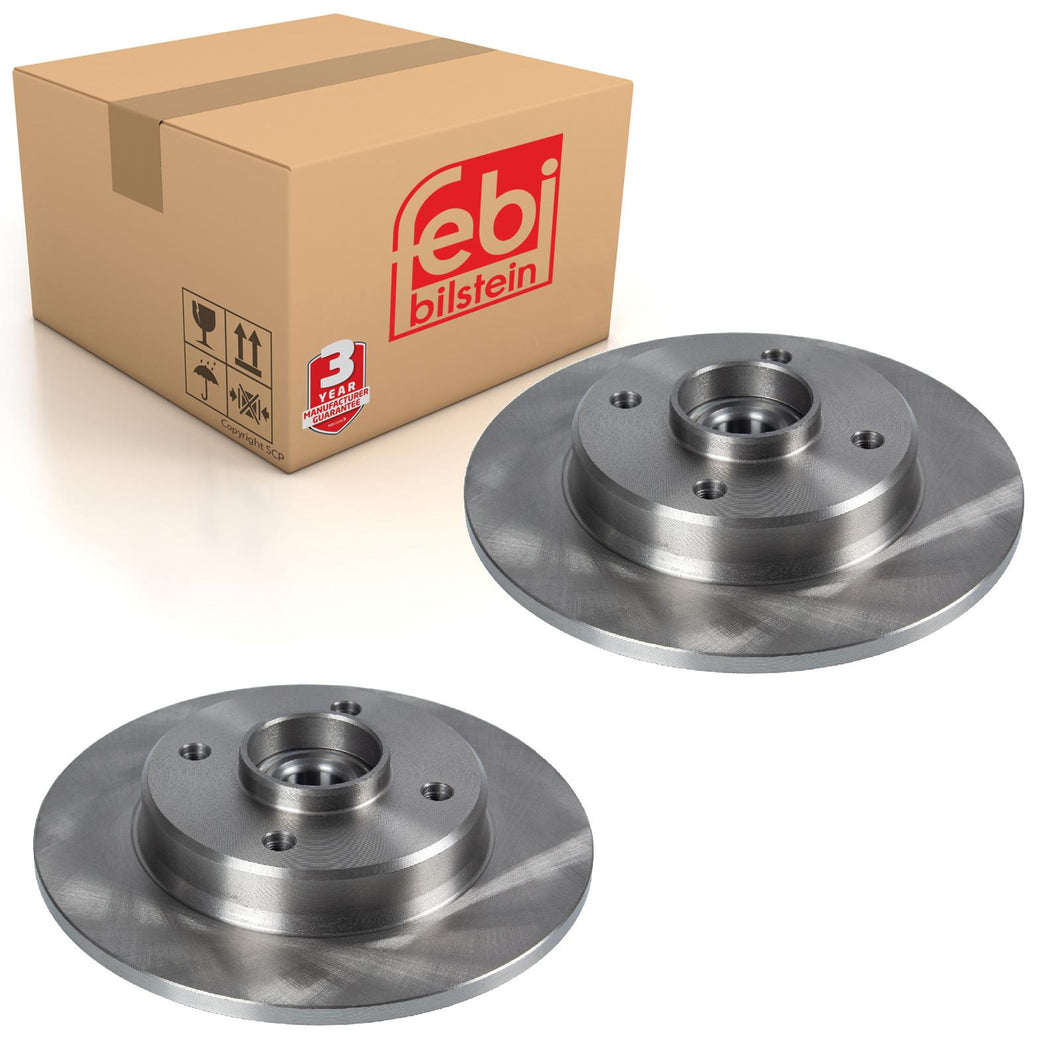 Pair of Rear Brake Disc Inc Wheel Bearing Fits CITROEN Febi 106351