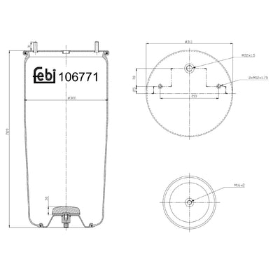Air Spring No Piston Fits Bergische Achsen OE 0542941090 Febi 106771