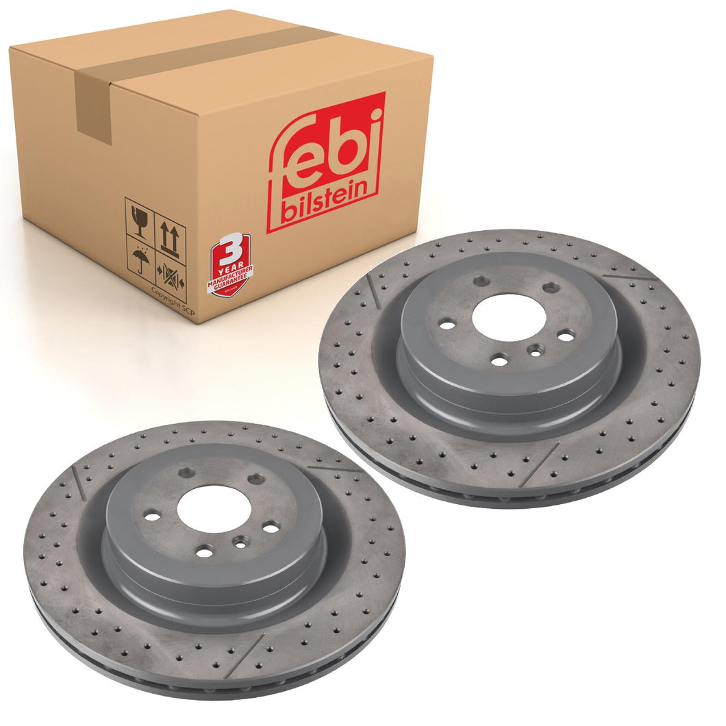 Pair of Rear Brake Disc Fits Mercedes OE 166 423 05 12 Febi 107712