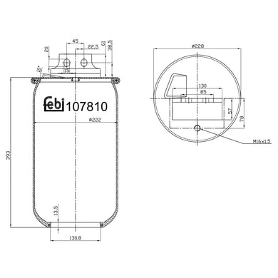 Air Spring No Piston Fits IVECO OE 500042598 Febi 107810