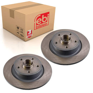 Pair of Brake Disc Inc Wheel Bearing & Abs Sensor Ring Fits Renault Febi 108208