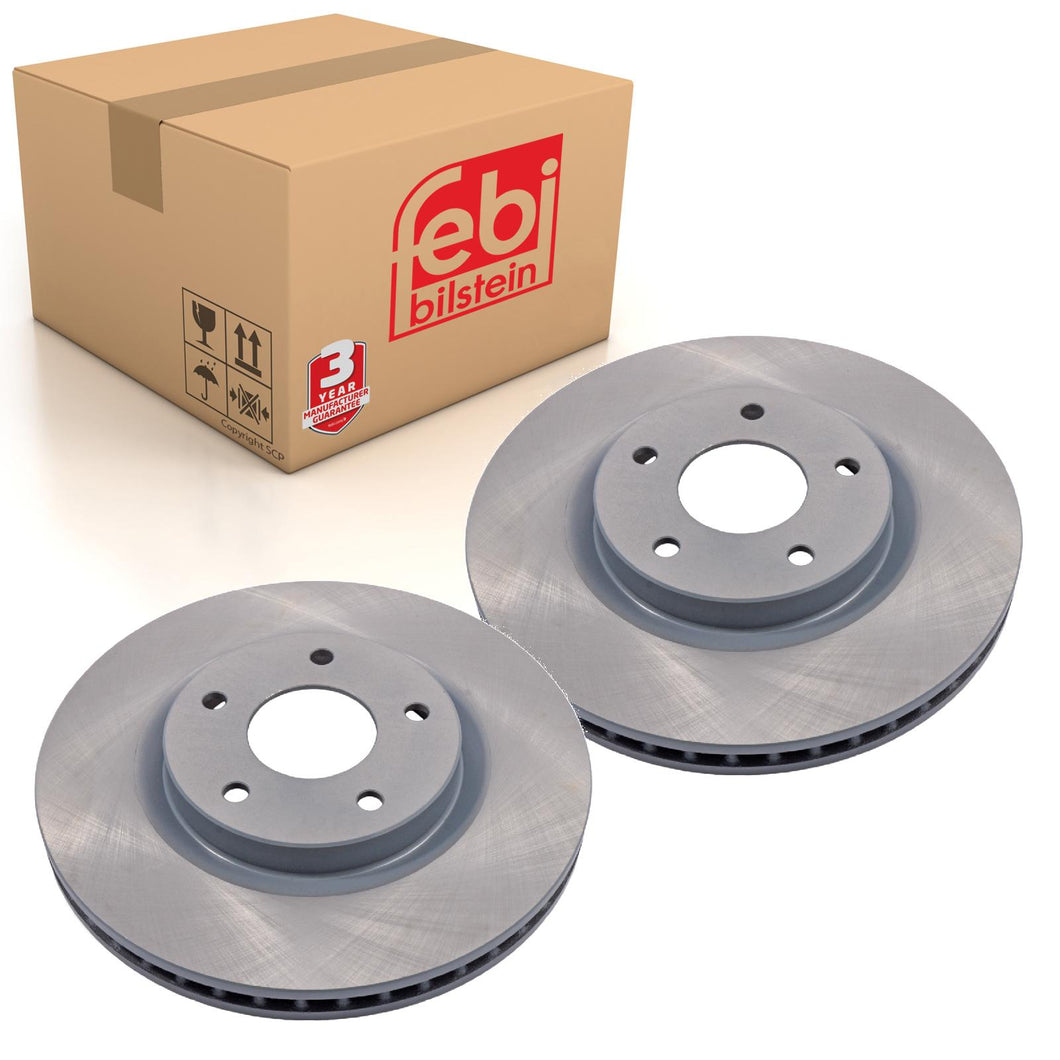 Pair of Brake Disc Fits Nissan Dualis 4WD Qashqai 4WD Qashqai+2 Rogu Febi 108381