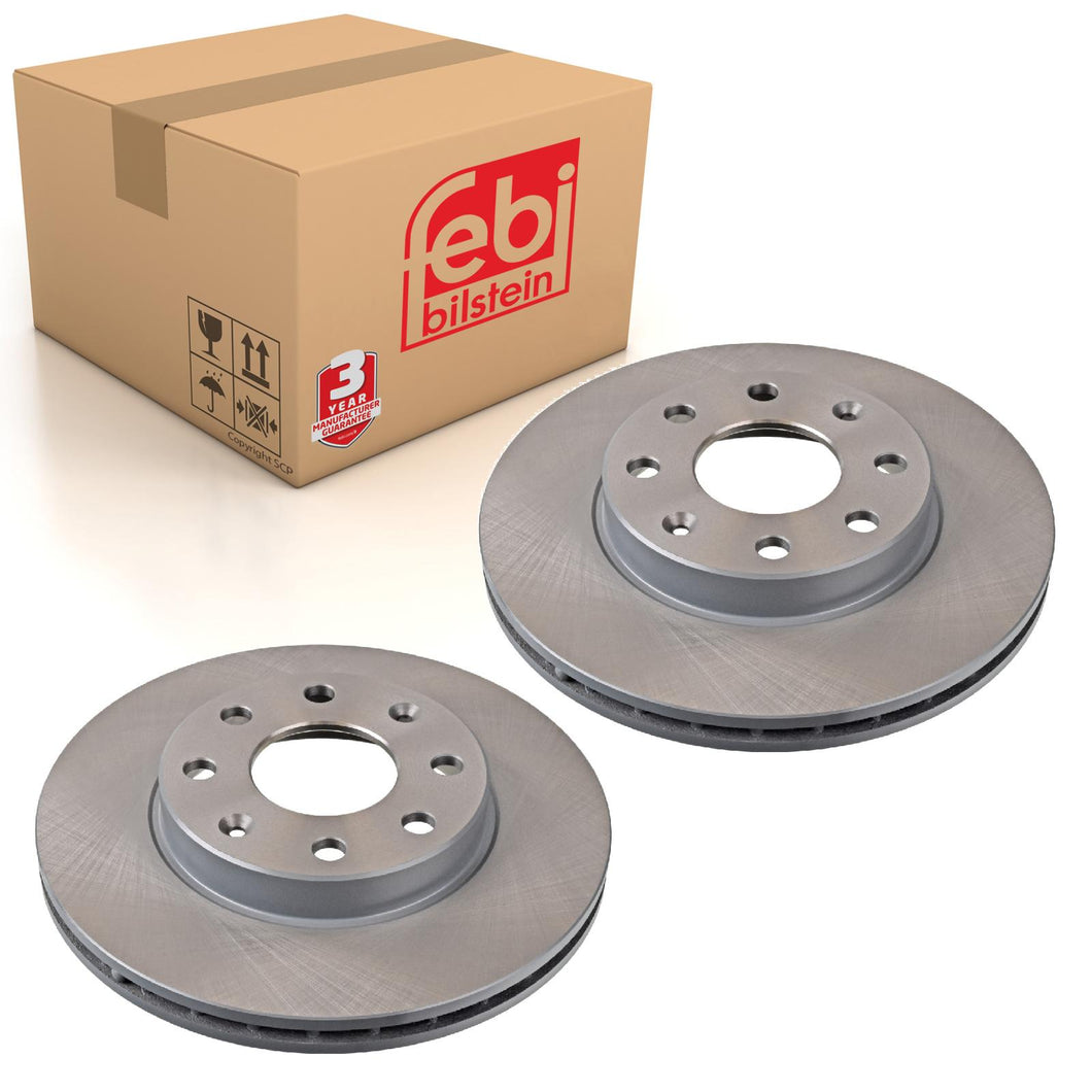 Pair of Front Brake Disc Fits Daewoo OE 96574633 Febi 108397
