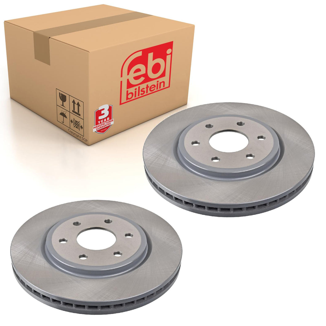 Pair of Front Brake Disc Fits Nissan OE 40206EB300 Febi 108466