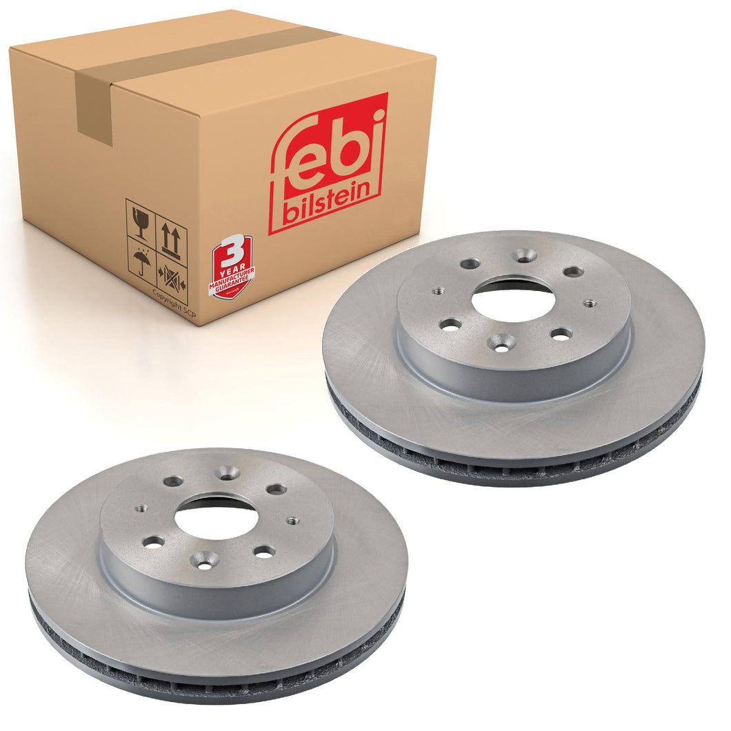 Pair of Front Brake Disc Fits Hyundai OE 51712FD300 Febi 108517