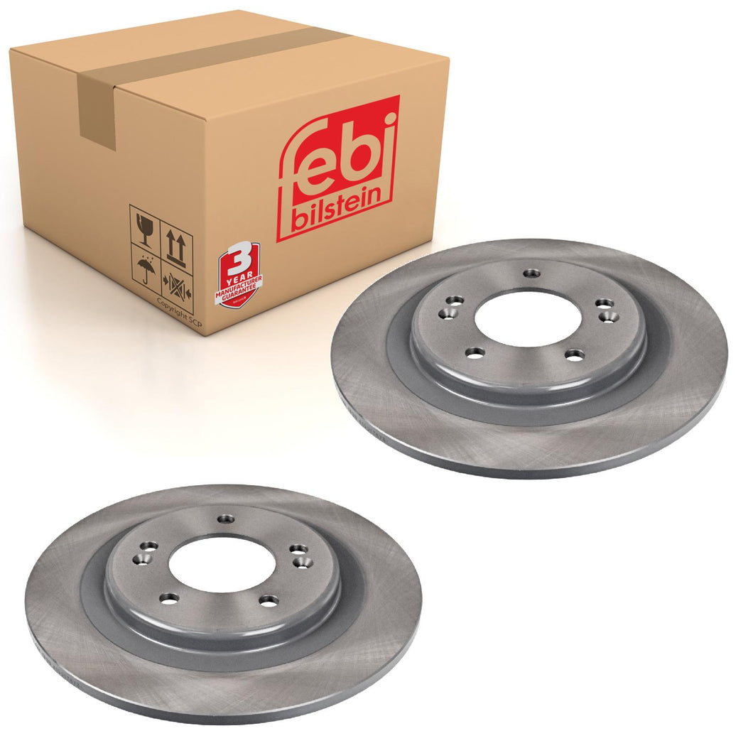 Pair of Rear Brake Disc Fits Hyundai OE 58411A6200 Febi 108530