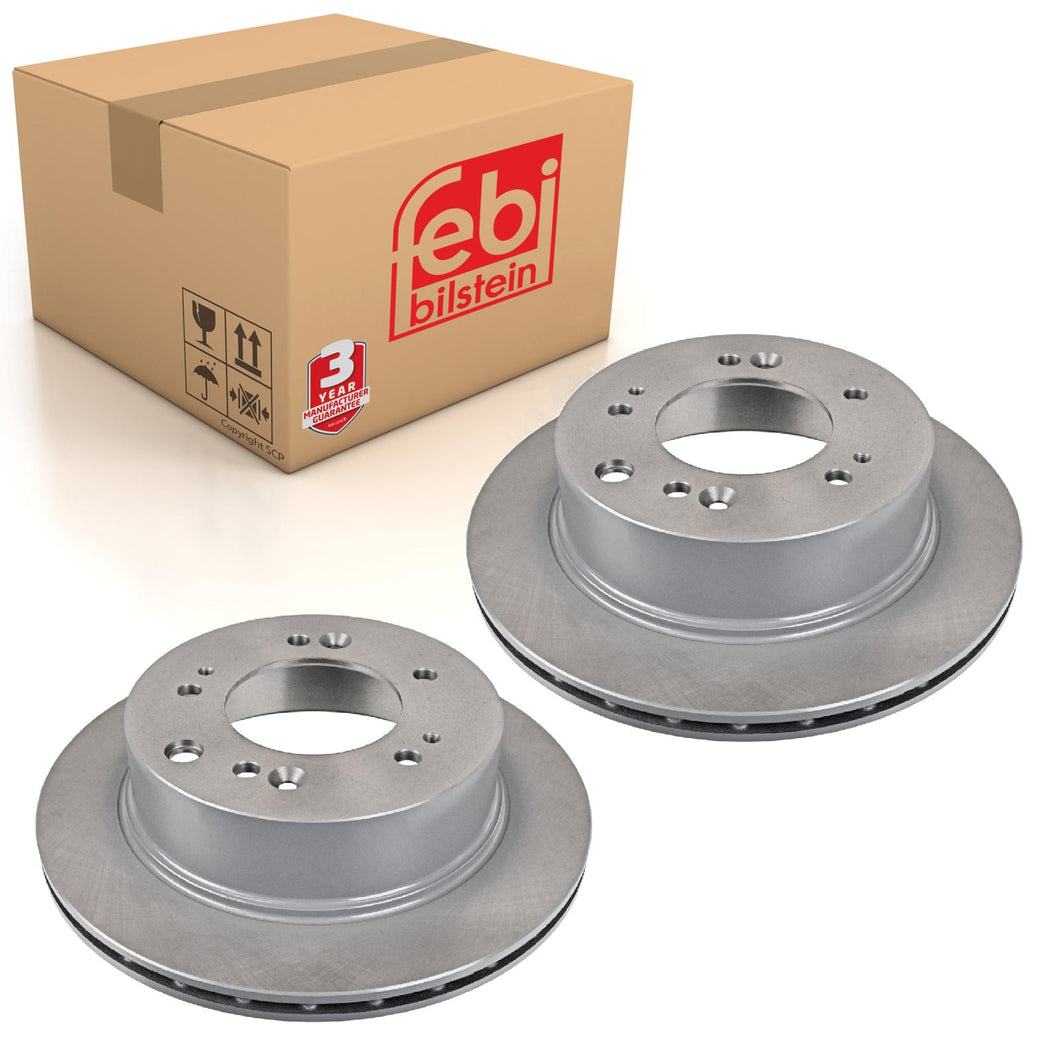 Pair of Rear Brake Disc Fits Kia OE 584113E500 Febi 108545